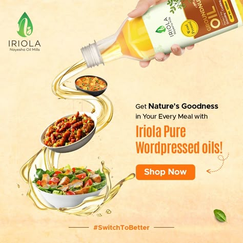 An age-old method to preserve the goodness of nature for you….
We embrace it in Iriola's earthy flavor, natural goodness, indigenous benefits. Taste the purity today with Iriola! Mustard Oil Creative Ads, Oil Ads Creative, Cooking Oil Creative Ads, Oil Ads, A2 Milk, Advertisement Layout, Grocery Ads, Graphic Branding, Digital Advertising Design