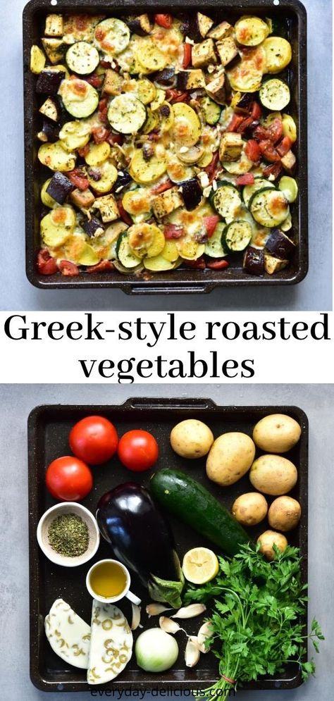 Greek Roasted Vegetables, Greek Side Dishes, Greek Vegetables, Zucchini Side Dishes, Healthy High Protein Meals, Plant Based Diet Recipes, Meat Free Recipes, Pecorino Cheese, Vegetable Casserole