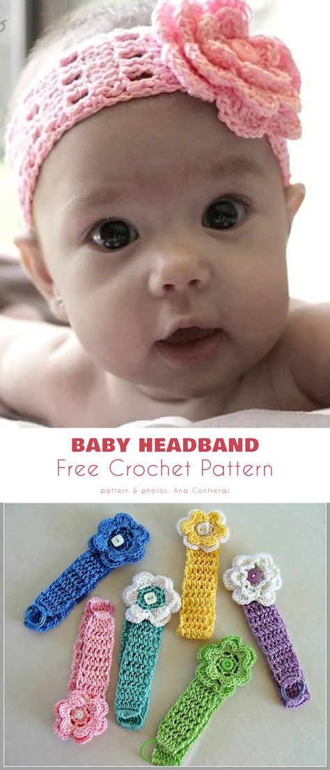 Headband for a Baby Girl Free Crochet Patterns Crochet Headband For Baby Girl, Crochet Baby Accessories, Crochet Newborn Headband, Crochet Baby Headband Free Pattern, Crochet Baby Headbands, Crochet Baby Headband Pattern, Crochet Baby Headband, Crochet Baby Hats Free Pattern, Burp Cloth Patterns