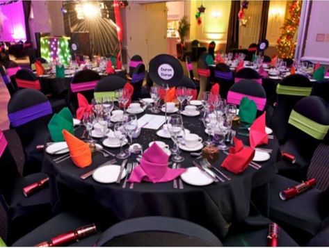 Black Tablecloths, 60s Theme, Event Decor Ideas, Party Decorations Table, 70's Disco, Black Tablecloth, Disco Night, Disco Theme, 70s Party