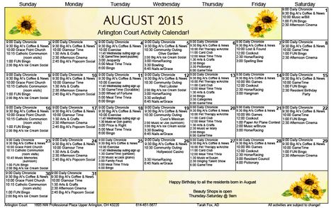 Nursing Home Calendar Ideas, August Senior Activities, August Activities For Seniors, August Crafts For Seniors, September Activities For Seniors, Long Term Care Activities, Activity Calendar For Seniors, Senior Care Activities, Calender Ideas