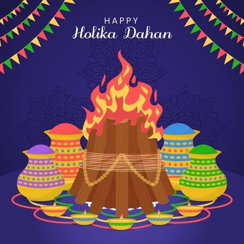 Flat holika dahan illustration | Free Vector #Freepik #freevector #celebration #flat #flat-design #hindu Happy Holika Dahan Wishes, Holi Ka Dahan, Happy Holika Dahan, Design For Cards, Wishes Wallpaper, Holika Dahan, Holi Greetings, Holi Poster, Holi Celebration