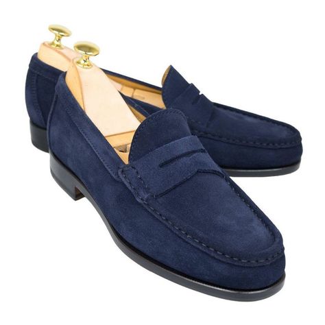 suede men penny blue shoes navy loafer loafers mens slip color dress leather genuine bonanza saved