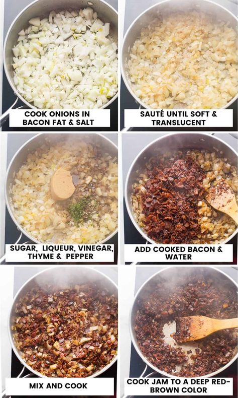 Sweet, salty and savory - this Bacon Jam hits all of the right spots! It's made from crispy bacon pieces stirred into sautéed onion. While many bacon jam recipes used coffee to enhance the overall taste, this recipe uses coffee liqueur to add additional notes of vanilla and caramel which makes more a more intense flavor. All of these ingredients come together in happy harmony to make this mouthwatering and satisfying sticky bacon relish! Enjoy on crackers, sandwiches, burgers and more! Bacon Jam Burger Recipes, Apple Bacon Jam, Maple Bacon Jam Recipe, Bacon Jam Recipes, Onion Bacon Jam, Bacon Onion Jam Recipe, Bacon Relish, Bacon Jam Burger, Bacon Onion Jam