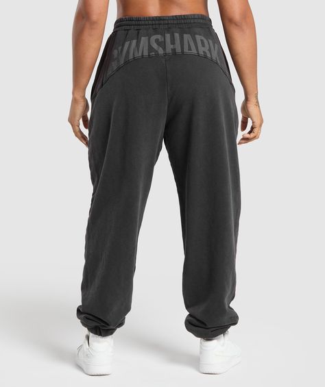 Gymshark Power Washed Joggers - Black Gym Shark Outfit, Workout Cover, Lifting Aesthetic, Shark Clothes, Gymshark Joggers, Big Numbers, Gym Joggers, Fits Aesthetic, Gym Workout Outfits