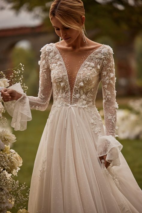 What is love-Collection-2022 : Wedding dresses-Collections Florencia Illusion Long Sleeve Wedding Dress, A Line V Neck Wedding Dress, Petite Wedding Gowns, Dresses With Long Sleeves, Simple Wedding Gowns, Bride Dress Simple, Buy Wedding Dress, Top Wedding Dresses, Dream Wedding Ideas Dresses