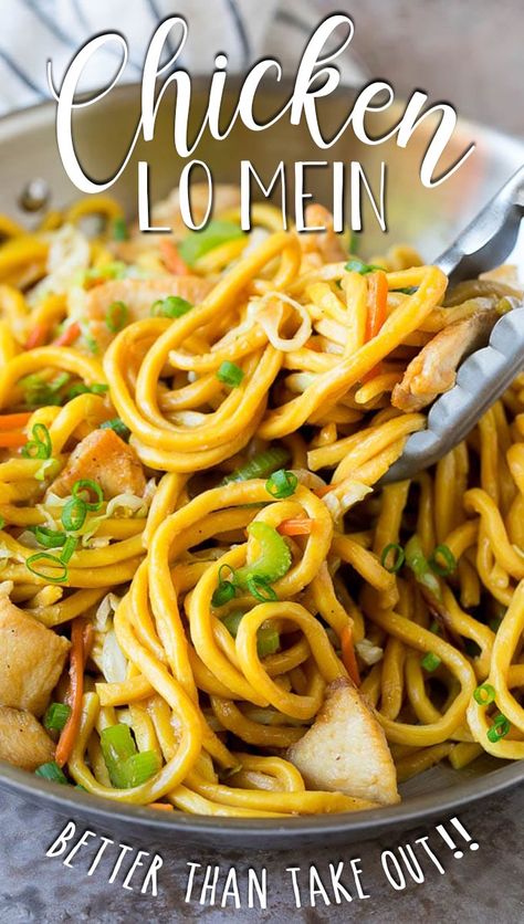 This chicken lo mein is sauteed chicken and vegetables tossed with egg noodles in a savory sauce. Chicken Lo Mein Recipe Easy Stir Fry, Lo Mein Noodle Recipe, Easy Chicken Lo Mein Recipe, Chicken Lo Mein Recipe Using Ramen Noodles, Chicken Chow Mein Recipe, Chicken Stir Fry With Egg Noodles, Chicken Lo Mein Recipe Easy, Chicken And Vegetable Lo Mein, Egg Noddle Recipes