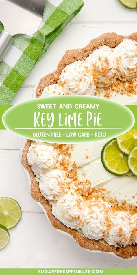 Key Lime Pie Recipe No Bake, Creamy Key Lime Pie, Low Carb Pie, Aip Foods, Nut Free Desserts, Coconut Crust, Keto Pie, Key Lime Pie Recipe, Lime Pie Recipe