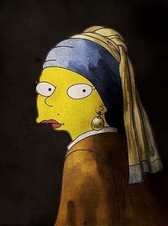 parafrasesamling Danmarks Billedkunstlærere Kreds 1 Art Parodies, Simpson Art, Girl With Pearl Earring, Photos Collage, Girl With A Pearl Earring, Simpsons Art, Art Parody, Famous Artwork, Photo Awards