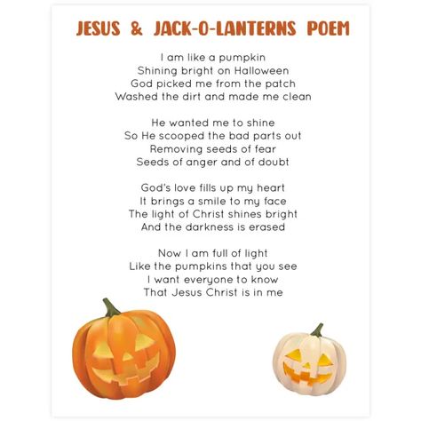 Christian Jack O Lantern Poem, Jesus And Halloween, Halloween Handout Ideas, Halloween Handout, Pumpkin Poem, Jack O Latern, Poem Template, Christian Poems, Lds Gifts