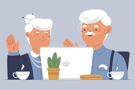 Happy Old People, National Grandparents Day, Happy Cartoon, Illustration Style, Hand Drawn Illustration, Fun Illustration, Motion Graphic, Cute Couple Art, People Illustration