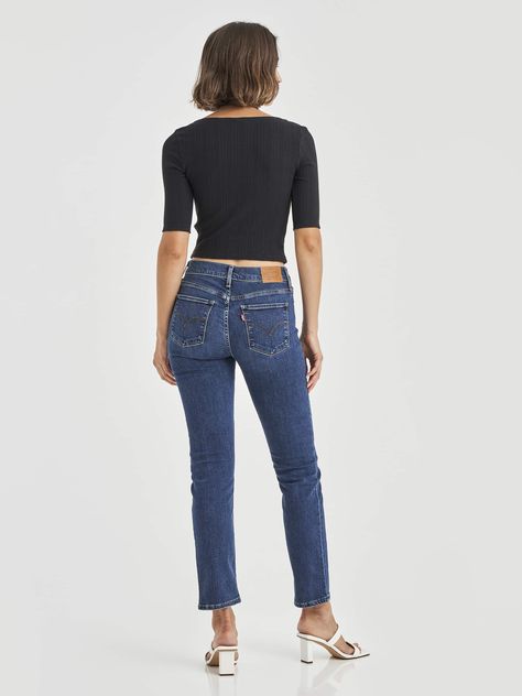 The Levi's 314 Shaping Straight is classic Levis style and next-level shaping. These jeans are made with Levi's signature Stellar Stretch which is designed to slim, smooth and enhance your shape.  * Mid Rise * Levi's Shaping Jean * Straight Fit  * Stretch denim fabric * Shapes through hip and thigh Available in 30" (76cm) and 32" (81cm) Levis Style, Stretch Denim Fabric, Jean Straight, Levis Women, Blue Waves, Kids Branding, Denim Outfit, Denim Fabric, Head Scarf