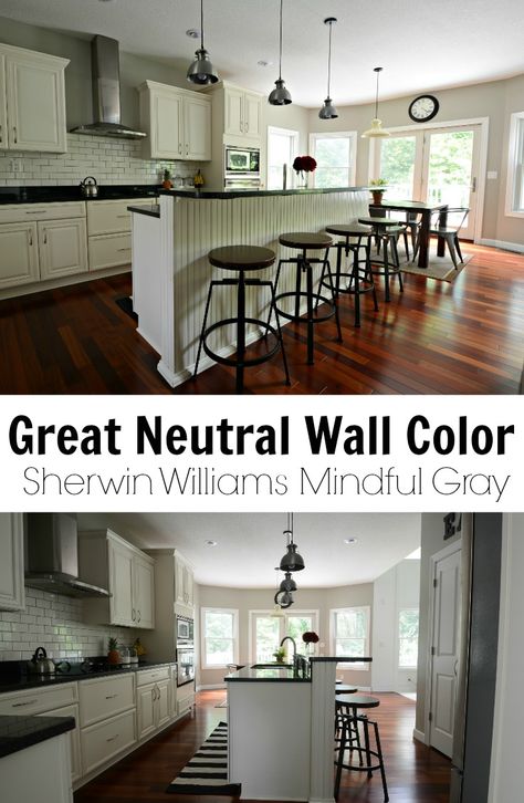 Sherwin Williams Mindful Gray.  Great Neutral Paint Color. Amazing Gray Paint, Sherwin Williams Mindful Gray, Mindful Grey, Mindful Gray Sherwin Williams, Cabinets Gray, Gray Decor, Lost My Mind, Brown Floor, Color Kitchen