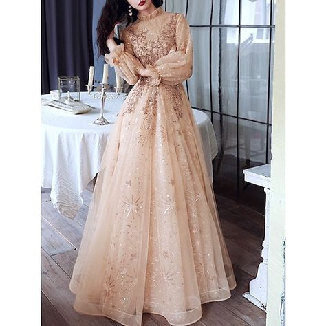 Cheap Prom Dresses Online, Dress High Neck, Outfit Chic, Formal Evening Dress, Illusion Dress, Prom Dresses Online, Evening Wedding, High Neck Long Sleeve, Sequin Fabric