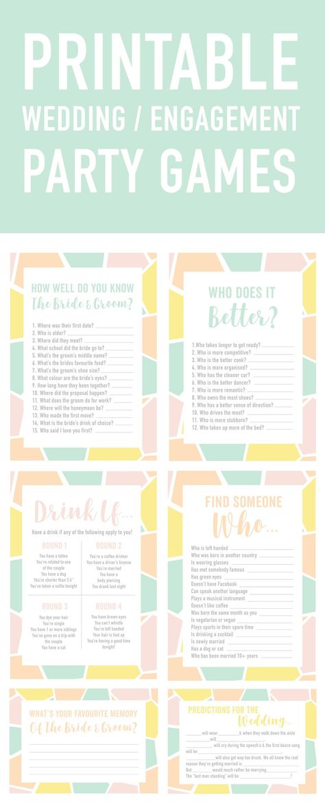 FREE PRINTABLE ENGAGEMENT PARTY OR WEDDING ICE BREAKER GAME FIND THE GUEST BINGO | Bespoke-Bride: Wedding Blog Ice Breaker Game, Find The Guest Bingo, Guest Bingo, Engagement Party Planning, Wedding Party Games, Engagement Games, Engagement Party Games, Bridal Party Games, Find The Guest