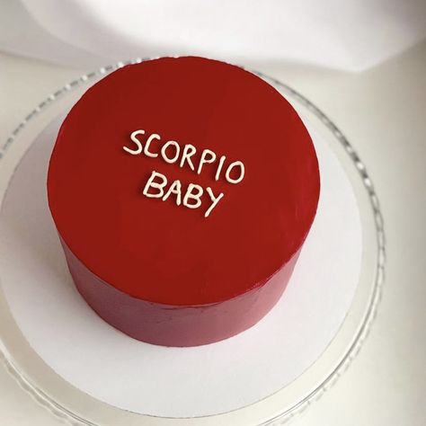 Scorpio Cake Aesthetic, Cute But Scorpio Cake, Red Aesthetic Cake, Red Birthday Cake Aesthetic, Birthday Cake Scorpio, Scorpio Cake Ideas, Scorpio Baby Cake, Red Cake Designs Birthday, Red Cake Aesthetic