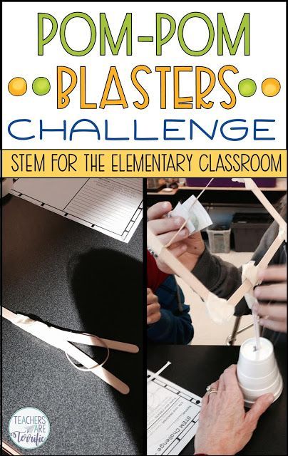 STEM Challenge- Build a catapulting device that will propel a pom-pom through the air. This blog post and details and tips! #teachersareterrific #STEM #elementary Easy Stem, Summer Stem, Steam Challenges, Stem Classes, Stem Elementary, Engineering Activities, Engineering Design Process, Stem Challenge, Force And Motion