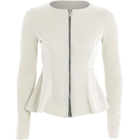 Womens Plain Jersey Zip Up Peplum Jacket (1388/14) ClothesFactor21 http://www.amazon.co.uk/dp/B00K86UVDW/ref=cm_sw_r_pi_dp_NH0jub0C3QWXQ Peplum Blazer, Peplum Jacket, Tailored Blazer, Plus Size Womens Clothing, White Jacket, White Blazer, Plus Dresses, Fashion 2017, Jacket Tops