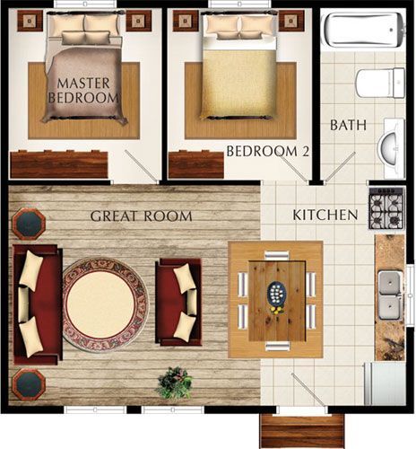 Related image Office Flooring, Two Bedroom Apartment, Plywood Flooring, Flooring Design, A Small House, Tiny House Floor Plans, Cork Flooring, Cottage Plan, Apartment Plans