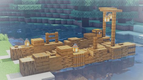 Cute Minecraft Dock, Minecraft Dock Ideas, Minecraft Water House, Minecraft Dock, Minecraft Underwater, Dock Ideas, Minecraft Houses Survival, Minecraft Interior, Minecraft Banner Designs