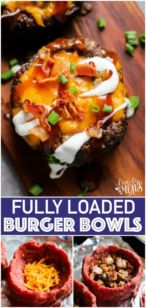 Fully Loaded Burger Bowls #familyfreshmeals #burger #burgerbowl #keto #paleo #healthy #grill #beef #fullyloaded #easyrecipe Keto Burger Bowl, Loaded Burger Bowls, Burger Bowls Recipe, Burger Bowl, Bacon Bbq Sauce, Keto Burger, Breakfast Burger, Easy Lunch Boxes, Bbq Bacon