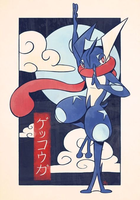 Pokemon Poster Aesthetic, Retro Pokemon Poster, Greninja Tattoo, Greninja Wallpaper, Kartu Pokemon, Pokemon Sketch, Pokemon Pattern, Pokemon Poster, Pokemon Backgrounds