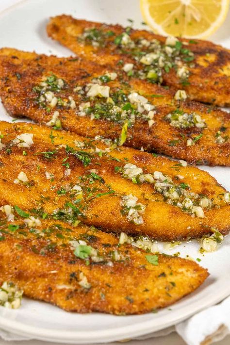 Flounder Oreganata Recipe, Oreganata Recipe, Italian Fish Recipes, Italian Seafood Stew, Flounder Fish Recipes, Fried Flounder, Flounder Recipes, Lemon Garlic Butter Sauce, Italian Seafood Recipes