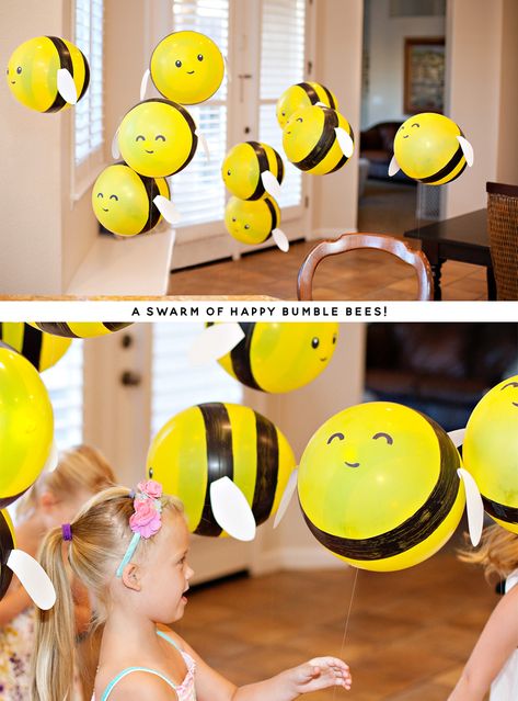 Diy Bumble Bee, Bee Balloons, Diy Ballon, Bee Themed Birthday Party, Bee Balloon, Party Ballons, Bumble Bee Birthday, Bee Birthday Party, Bumble Bee Baby Shower