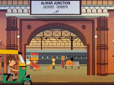 Railway Station by PitchWorx Railway Station Pictures, Railway Station Illustration, Cbs Logo, India Railway, Train Cartoon, Jaipur Travel, Family Vector, Mumbai City, Indian Railways