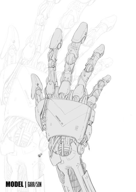 manfrommars2049: Went out of my comfort zone and... - CYBERVERMIN Mecha Hand Reference, Robotic Art Drawing, Prosthetic Hand Drawing, Robot Hand Drawing Reference, Robot Hand Design, Robot Parts Drawing, Robot Hand Aesthetic, Robot Hand Tattoo Design, Robotic Concept Art