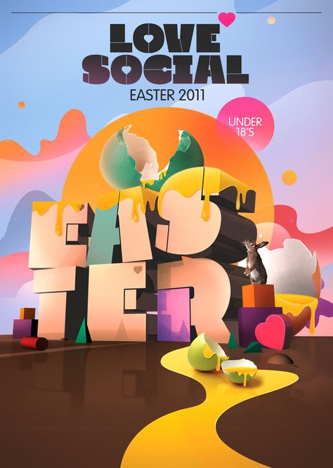 Love social easter. Easter Design Poster, Social Artwork, Heat Map Design, Easter Poster Design, Easter Graphic Design, 3d Typography Design, Easter Poster, Typography Served, Heat Map