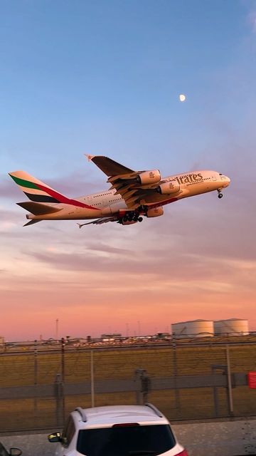 Emirates Aesthetic, Airbus A380 Emirates, A380 Emirates, Emirates A380, Plane Photography, Golden Sky, Plane Photos, Airplane Wallpaper, Airport Aesthetic