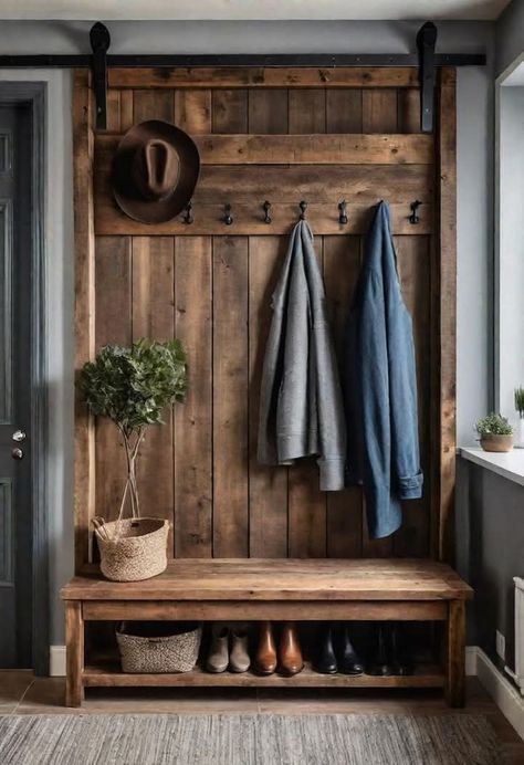 Entrance Designs For Home, Diy Coat Rack Wall Entryway, Porch Ideas Entrance Interior, Front Entrance Storage, Front Entrance Ideas Interior Entryway, Porch Entrance Ideas, Small Entryway Storage Ideas, Small Front Entry, Entryway Wall Ideas