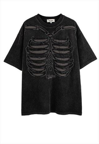 Embroidered Skeleton, Cotton Clothing, Skeleton, Harajuku, T Shirts, T Shirt, Black, Design