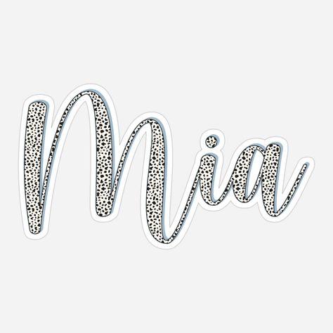 Dalmatian pattern Mia name Dalmatian sticker, custom name sticker for Mia Font Styles Names, Cute Calligraphy, Dalmatian Pattern, Name Calligraphy, Mia Mia, Calligraphy Typography, Calligraphy Name, Name Sticker, Typography Lettering