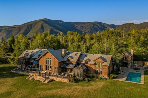 Star Ranch Estate In Aspen, Colorado, United States For Sale (12061697) Ranch Estate, Indoor Jacuzzi, Aspen Snowmass, Aspen House, Game Room Basement, Aspen Colorado, Mansions Homes, Modern Houses, Terrace Garden