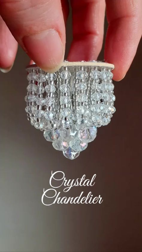 Miniature Crystal Chandelier... - Yami Light House | Facebook Doll House Chandelier Diy, Diy Mini Chandelier, Dollhouse Chandelier, Making Miniatures, Chandelier Diy, Barbie House Furniture, Crystal Lamps, Dolls House Shop, Mini Project