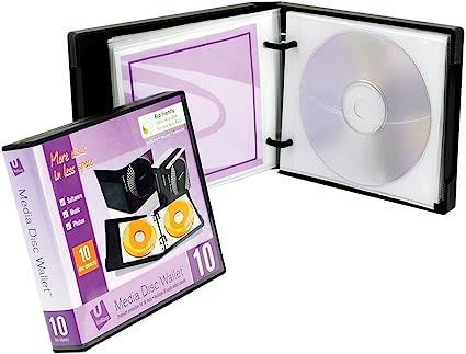 UniKeep Disc 10 CD/DVD Wallet with Pages (6.38" x 5.44" x 1.135") - Case of 20 (Black) Womens Office Ideas, Cd Binder, Blu Ray Storage, Dvd Storage Binder, Cd Storage, Car Console, Dvd Storage, Sheet Protectors, Dvd Case