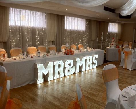 Wedding Marquee Letters Sweetheart Table, Marquee Letters Wedding, Led Letter Lights, Just Married Sign, Letter Lights, Sweetheart Table Wedding, Light Letters, Marquee Letters, Head Table