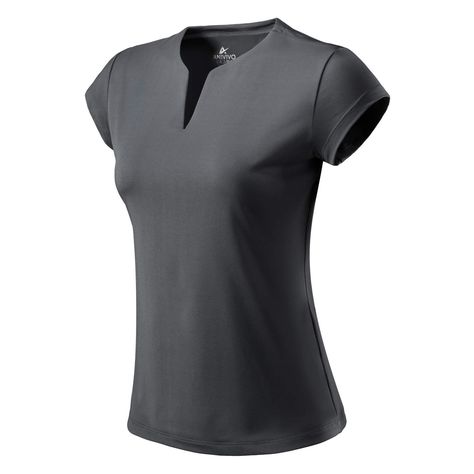 PRICES MAY VARY. Womens golf shirts are moisture wicking fabric of front sheet shirts that prevent sweat penetrating surface and avoid embarrassing during sports. Fabric of quick dry shirts women : 85% polyester 25% spandex. Moisture absorption and perspiration functions maintain permanently, keep comfort and breath in tennis sports. Lightweight fabrics of tennis tops for women are good for summer wearing Design of the womens golf apparel: V-neck of active short sleeves shirts shows female elega Tennis Women, Athletic Tops Women, Tennis Clothing, Dress Code Casual, Golf Clothes, Sleeves Women, Womens Golf Fashion, Womens Golf, Womens Golf Shirts