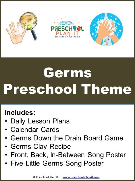 Germs and staying healthy is always a priority for us as preschool teachers. In this theme, we focus on germs, discussing what they are as well as some safety precautions-hand-washing, covering sneezes, etc.  This Preschool Germs Theme page includes preschool lesson plans, activities and Interest Learning Center ideas for your Preschool Classroom!  This 26 page Germs Preschool Theme Resource Packet will allow you to take the week off from planning! Germs Preschool Theme, Germs Preschool Activities, Germs Preschool, Learning Center Ideas, Preschool Teacher Tips, Germs Activities, Preschool Cubbies, Welcome To Preschool, Preschool Family