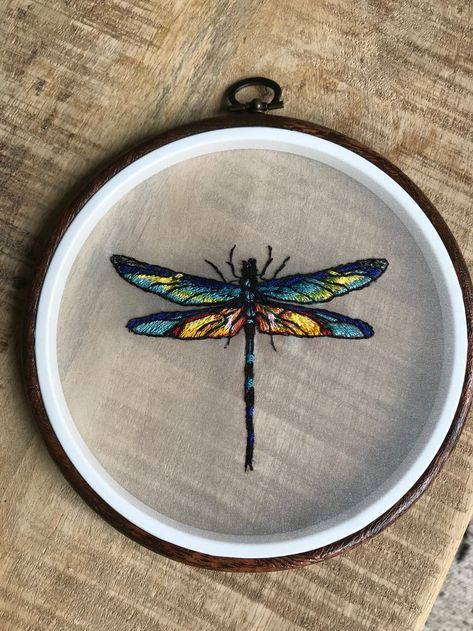 Hand Embroidered Dragonfly, Dragon Fly Embroidery Design, Embroidery Dragonfly, Fly Embroidery, Embroidered Dragonfly, Dragonfly Embroidery, Bugs Embroidery, Embroidered Dragon, Dragon Embroidery