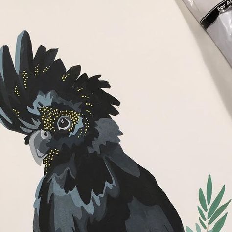 Mariia Zhigalov on Instagram: "Sometimes, when I start something it’s hard for me to stop 😃So, black cockatoo will be great addition to beautiful Galah parrot I have painted recently! I have to admit: I do love black color! Ah, and again, time for bed😴☺️- - - #adelaide #adelaideart #adelaideartist #australia #australianartist #native #blackcockatoo #illustration #gouache #gouachepainting #modernart #illustrate" Galah Parrot, Cockatoo Illustration, Cockatoo Painting, Time For Bed, Black Cockatoo, Love Black, Book Illustrations, Be Great, Australian Artists