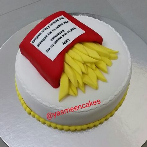 French Fries Cake, French Fries Design, Crumb Coat, Cake Simple, French Fries, Birthday Cake, Cake, Birthday, Quick Saves