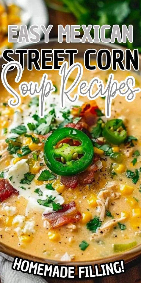 Street Corn Soup Crockpot, Mexican Corn Soup Recipes, Mexican Street Corn Soup Recipe, Street Corn Soup Mexican, Mexican Corn Chowder Recipe, Elote Soup, Mexican Street Corn Chowder, Mexican Corn Chowder, Mexican Corn Soup