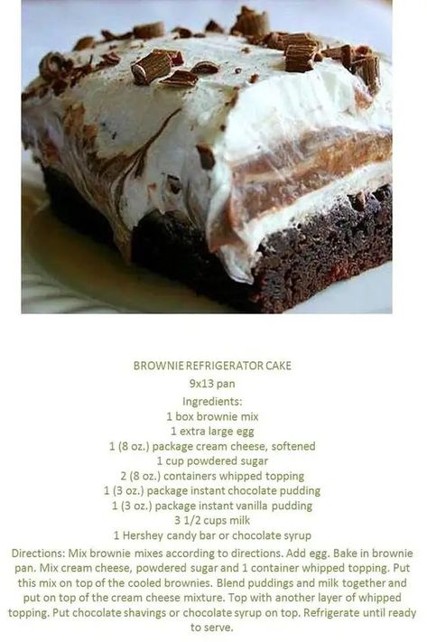 Brownie Refrigerator Cake, Easy Christmas Desserts, Refrigerator Cake, Icebox Cakes, Icebox Desserts, Box Cakes, Christmas Desserts Easy, Strawberry Dessert, Dessert Simple