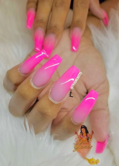 Hot Pink Ombre Nails, Nails After Acrylics, Pink Ombre Nails, Minimalist Nail Art, French Acrylic Nails, Acrylic Nails Coffin Pink, Acrylic Nails Coffin, Minimalist Nails, Pink Acrylic Nails