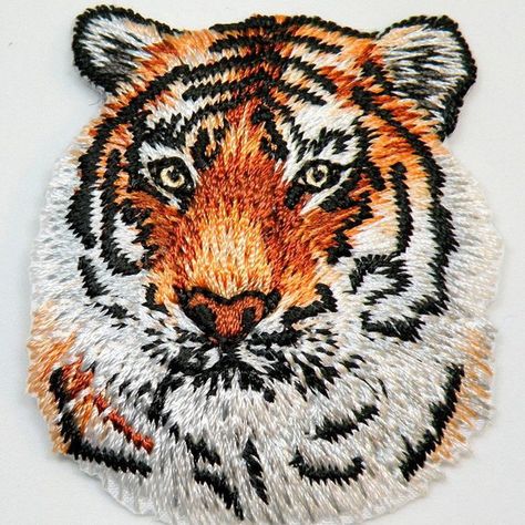 Tiger Friday, Tiger Applique, Billy Batson, Print Techniques, Iron On Embroidery, Iron On Embroidered Patches, Cute Patches, Tiger Face, Iron On Applique