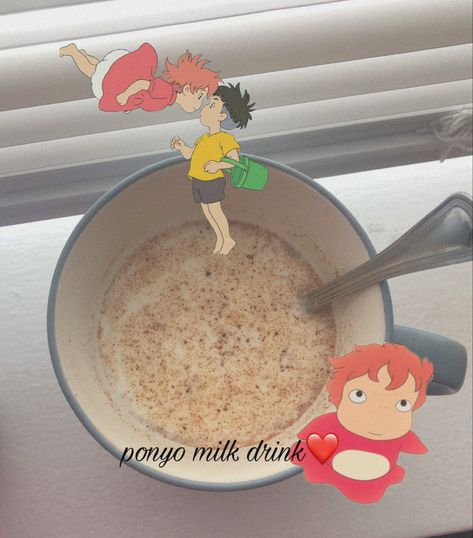 ponyo movie (2008) Warm Milk And Honey, Milk Honey, Drink Recipe, Warm Milk, So Yummy, Drink Milk, Milk And Honey, Rainy Days, Honey