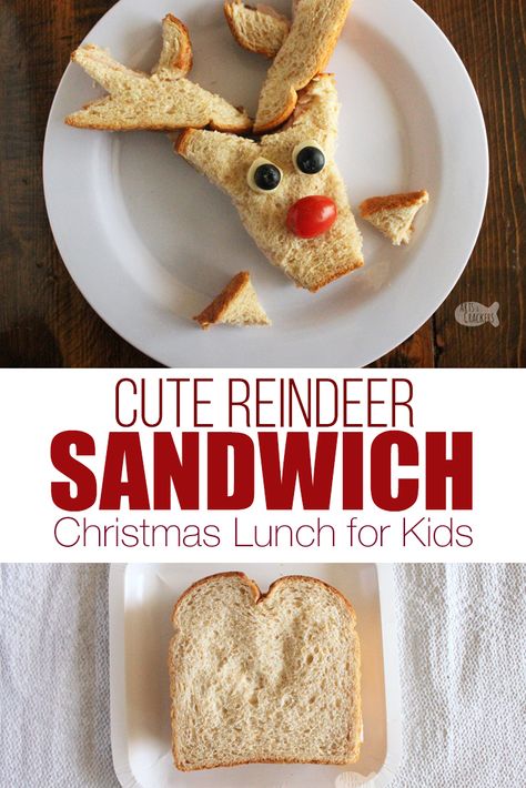 Make lunchtime fun with this Cute Reindeer Sandwich Christmas Lunch for Kids | Christmas food | shaped sandwiches | sandwich cutter | cute lunch ideas | lunch ideas for kids | Christmas lunch ideas | reindeer crafts | edible craft | Christmas for kids #christmas #lunchideas #momblogger #lunchforkids #sandwich Christmas Lunch For Kids, Kids Christmas Lunch, Christmas Lunch Kids, Christmas Lunch Easy, Sandwiches Ideas, Shaped Sandwiches, Easy Toddler Lunches, Lunch For Kids, Healthy Christmas Snacks